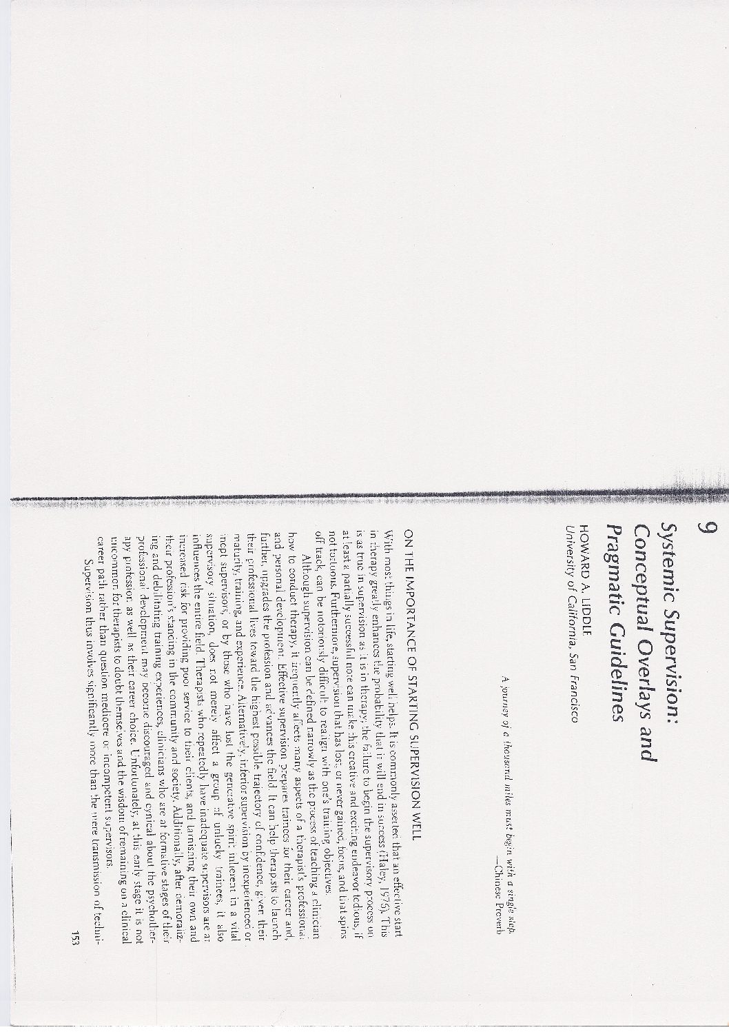 Systemic Supervision Conceptual Overlays and Pragmatic Guidelines Howard A Liddle 1989