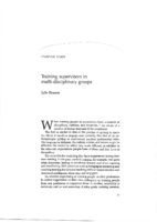 Training Supervisors in Multi-Disciplinary Groups by Julie Hewson IN Supervisor Training by Penny Henderson, 2009 p. 27-42 xx