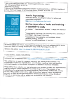 Novice Supervisor’s Tasks and Training by J Nielsen & C Haugaard etc. & IN Nordic Psychology, 2013